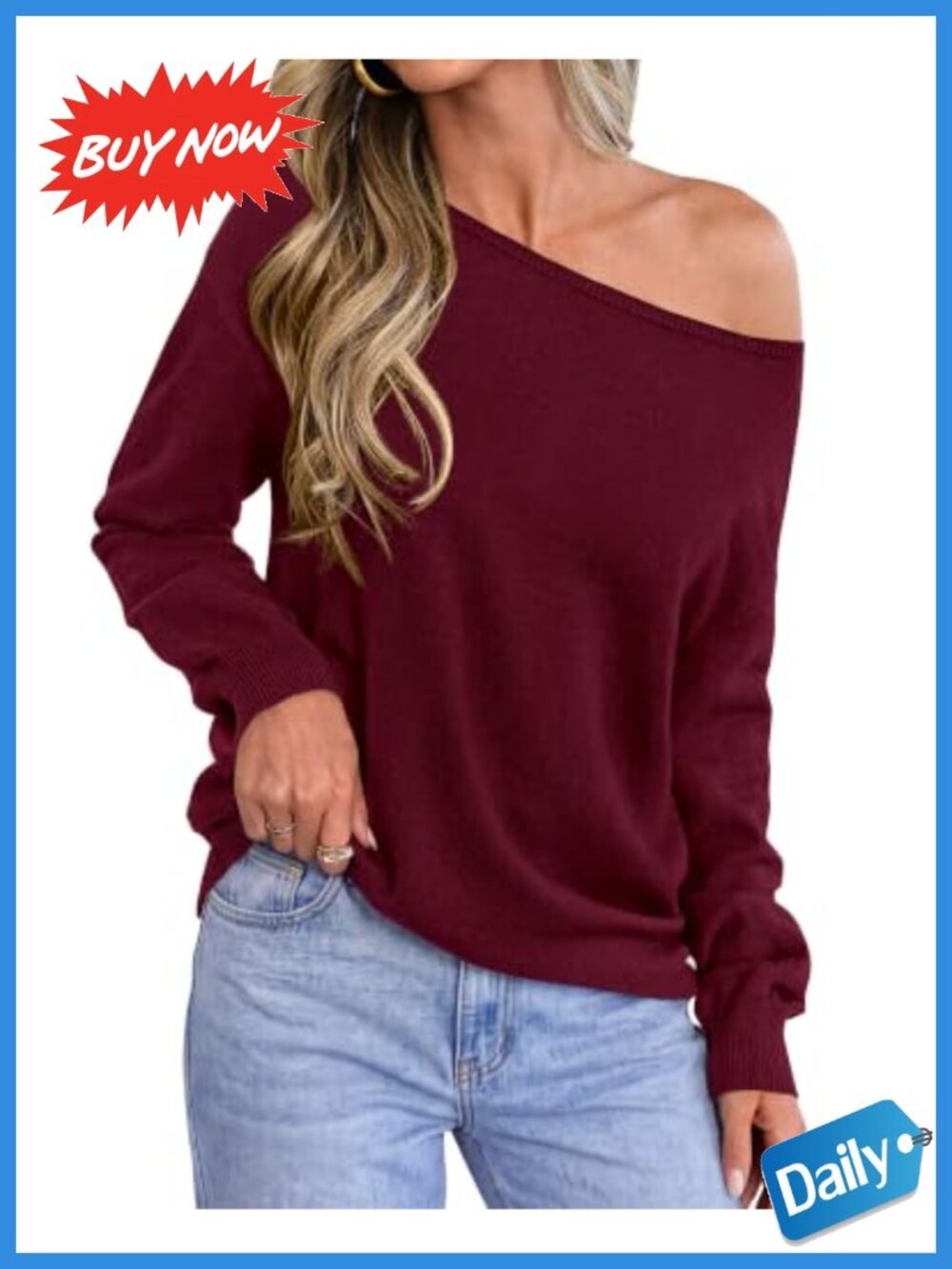 BTFBM Off Shoulder Sweater Lightweight Knit Pullover Going Out Top